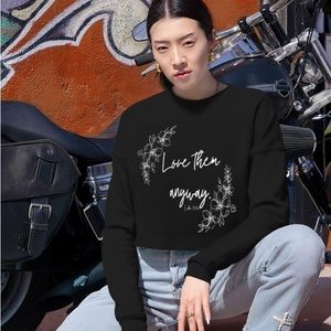 COPY - Women’s cropped sweatshirt love them anyway Bible verse, long sleeve shi…